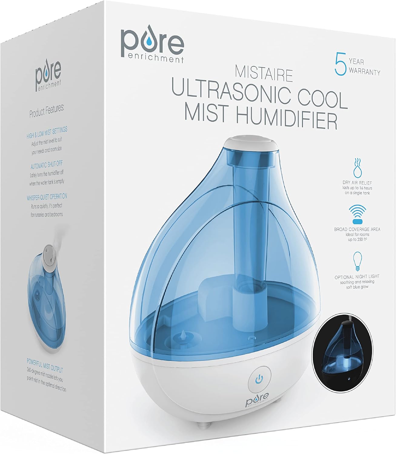 Pure Enrichment MistAire Ultrasonic Cool Mist Humidifier - Quiet Air Humidifier for Bedroom, Nursery, Office, & Indoor Plants - Lasts Up To 25 Hours - Image 8