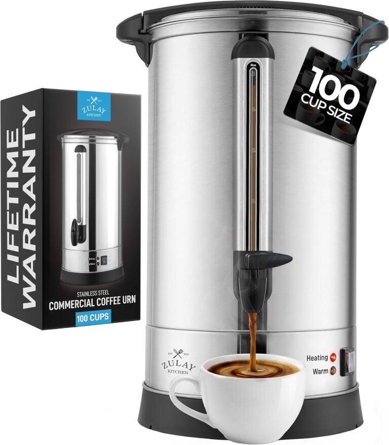 Zulay Commercial Coffee Maker, Coffee Urn 100 Cup, Large Coffee Percolator - 100 Cup Coffee Maker with Double-Wall Stainless Steel, Commercial Coffee Urn Quick Brew Tea Percolator for Events - Silver