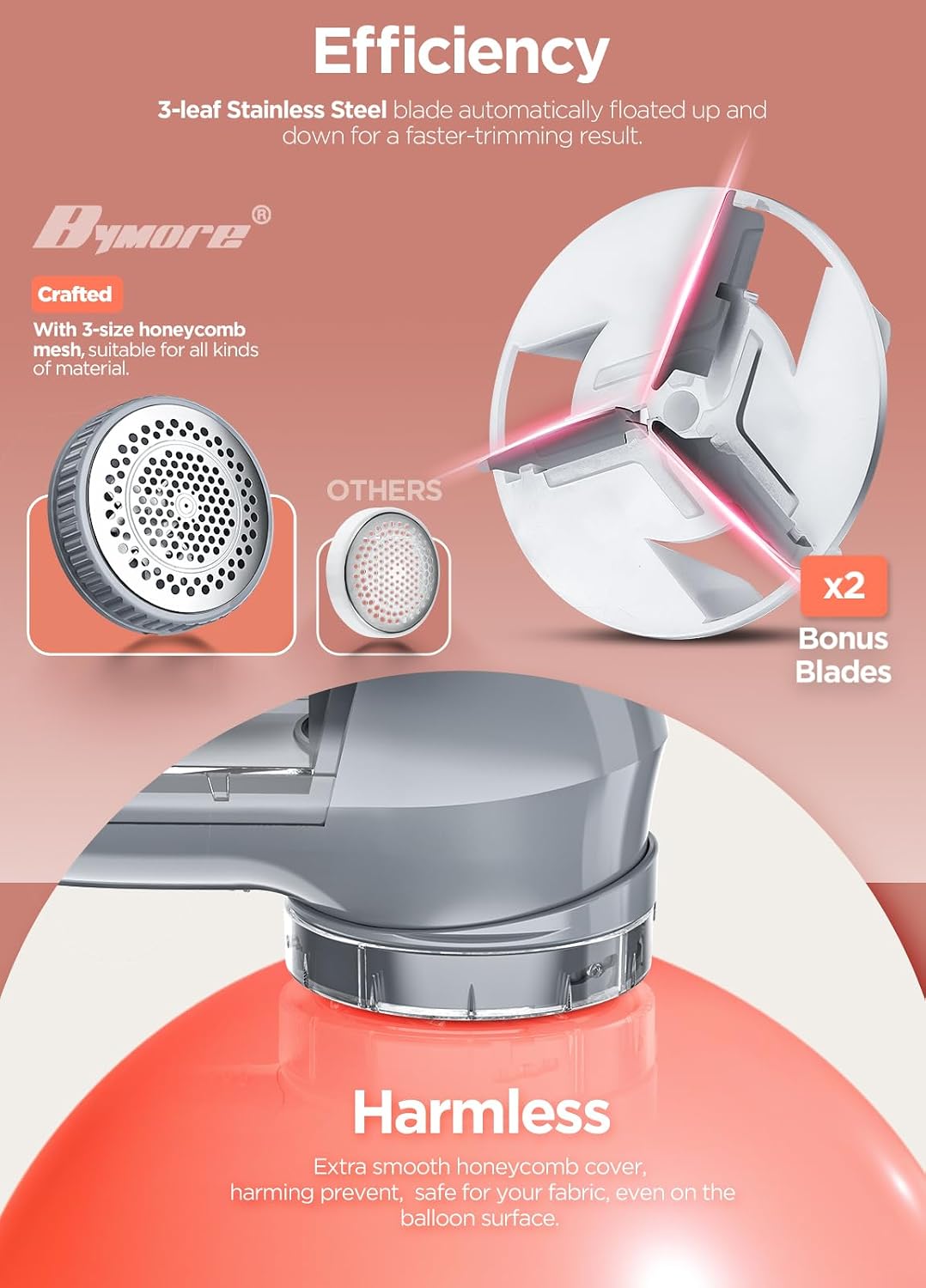 Bymore Fabric Shaver, Lint Shaver, Sweater Shaver for Clothes, Gray | Compact one-button design refreshes clothes quickly and fits easily in a bag for home, office or travel - Image 3