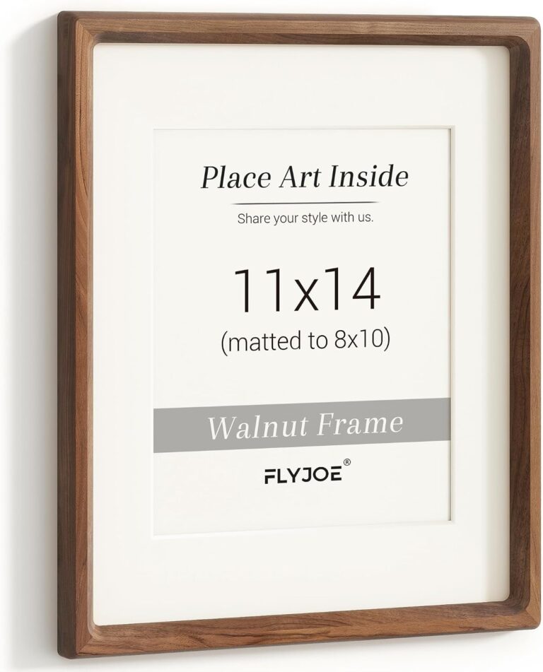 Picture Frame, USA-Sourced Hardwood Photo Frame, Walnut, 11x14 | Mortise&Tenon Joint, HD Tempered Glass, Bevel Cutting Matted to 8x10 Photos, Ideal for Wedding, Family, Art Prints