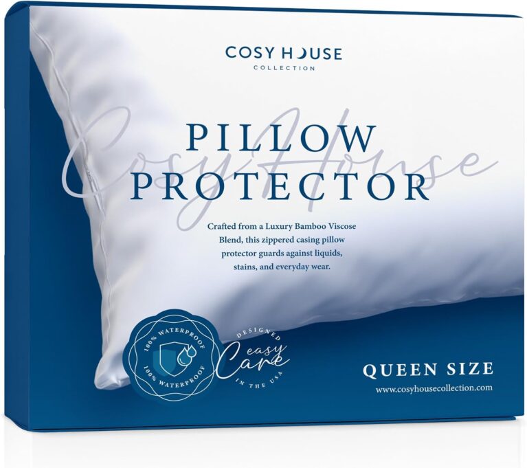 Cosy House Collection Luxury Zippered Pillow Protector | Master Bedroom Essentials 100% Waterproof Rayon Derived from Bamboo Ultimate Noiseless Comfort & Cooling Set of 2 (Queen)