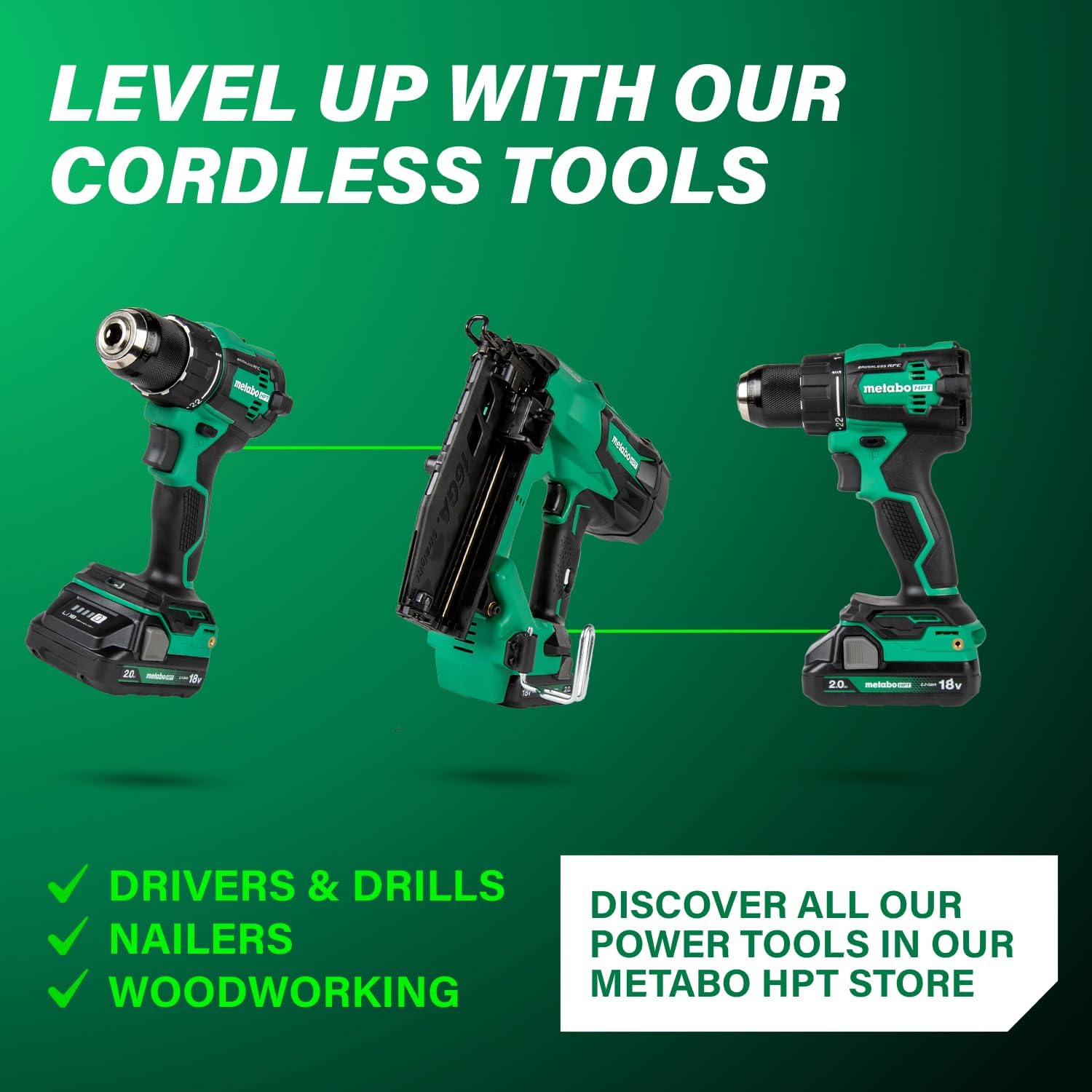 Metabo HPT 18V MultiVolt 1/2" Cordless Brushless Driver Drill Kit, High Power Drill Set with Bag, 2 Lithium-Ion Metabo Batteries and Charger, Compact Lightweight Power Driver, DS18DEX - Image 10