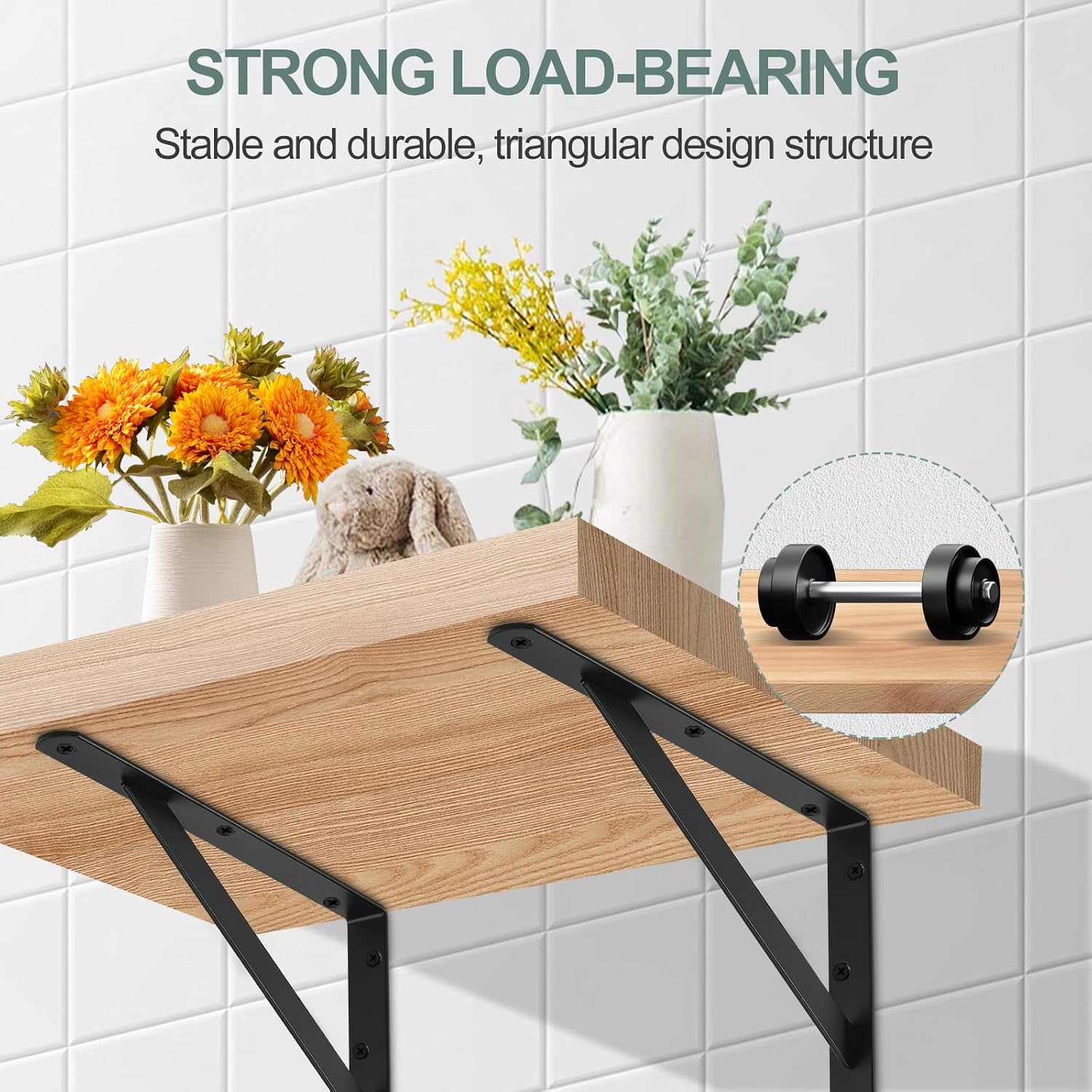 12 Pack L5 x H 3" Black Heavy Duty Shelf Brackets with Screws Metal Shelf Brackets Shelf Support Angle Brackets for Shelves L Brackets Heavy Duty Floating Shelf - Image 4