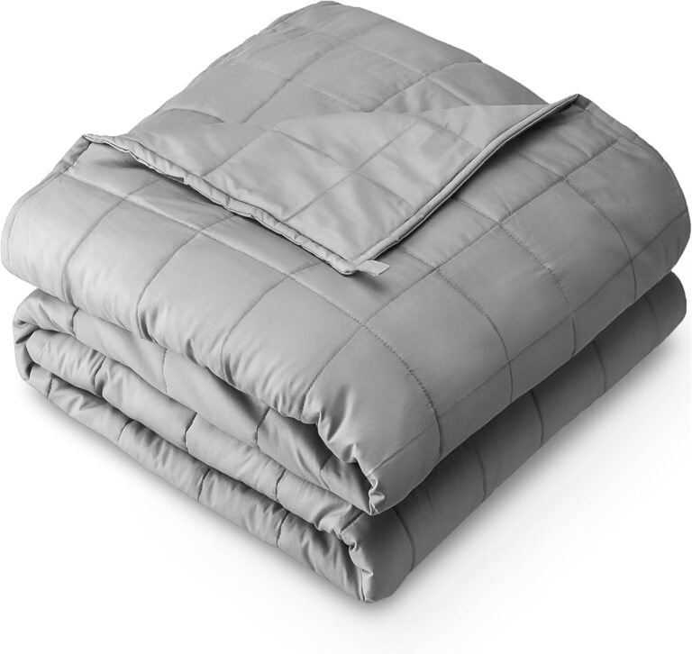 Bare Home Cotton Weighted Blanket (Light Grey, 48"x72" 15lbs) | Full or Queen Size for Adults, All-Natural 100% Cotton, Premium Heavy Blanket Nontoxic Glass Beads