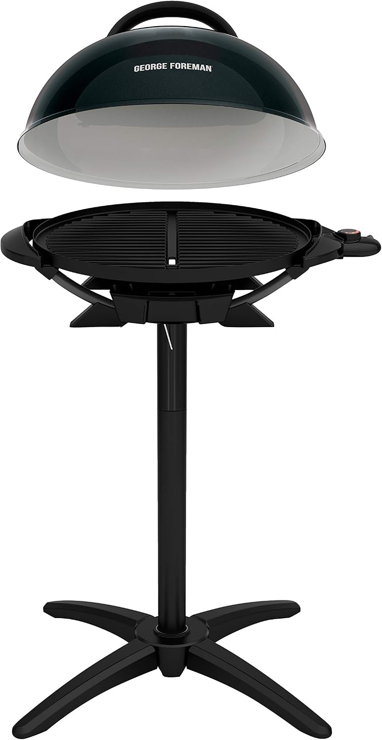 George Foreman Indoor/Outdoor Electric Grill with Stand, 15-Serving | 15-serving electric grill with removable stand, 5 heat settings and fat-removing slope for healthier grilling. - Image 8