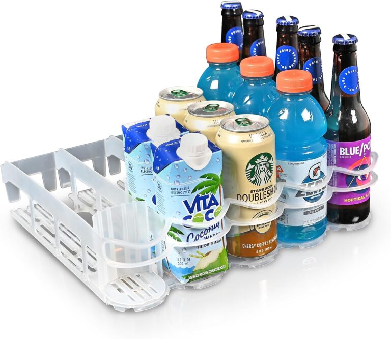 Fridge-Plus Drink Organizer for Refrigerator Storage - Soda Can Dispenser and Soda Can Organizer Rack for Bar Fridge (Pack of 1)