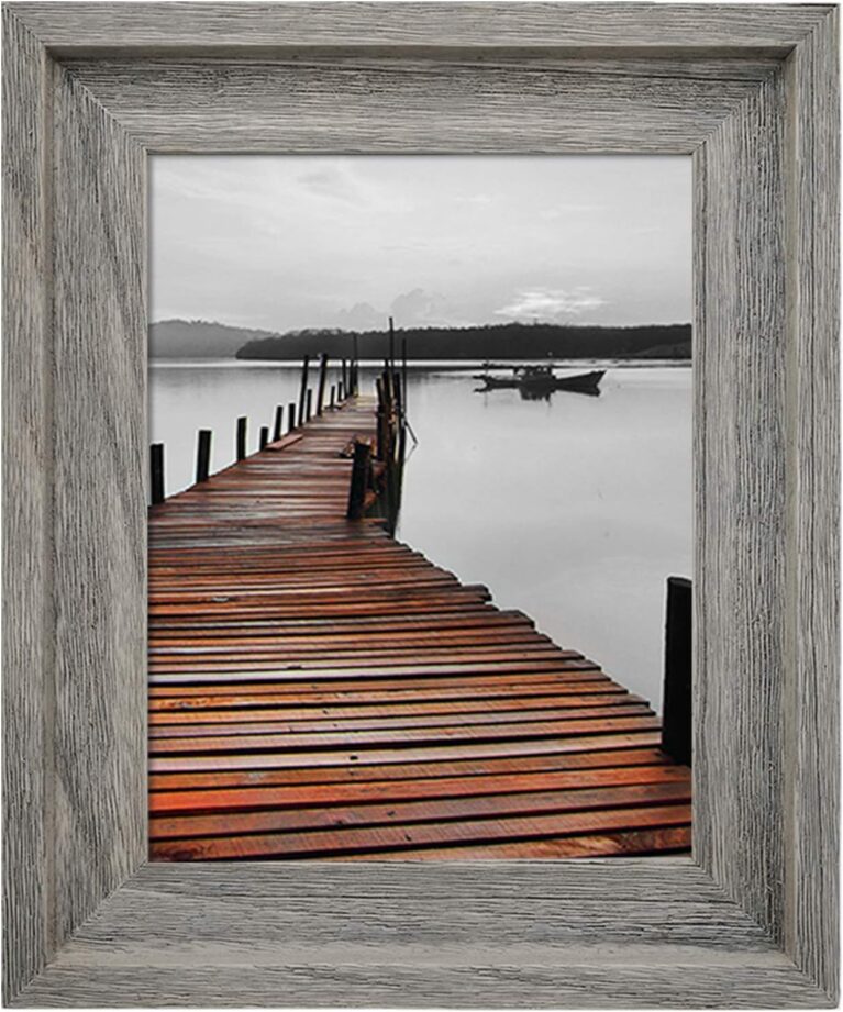 Eosglac Rustic 8x10 Picture Frames, Solid Wood Photo Frame, Weathered Grey | Glass Front, Farmhouse 8 by 10 Picture Frame for Wall Mounting or Tabletop Display