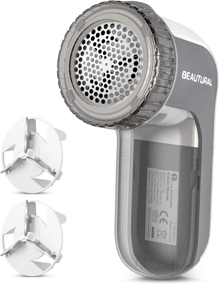 BEAUTURAL Fabric Shaver and Lint Remover, Portable Sweater Defuzzer | Battery Operated, 2 Speeds, 2 Replaceable Stainless Steel Blades, Remove Clothes Fuzz, Lint Balls, Pills, Bobbles