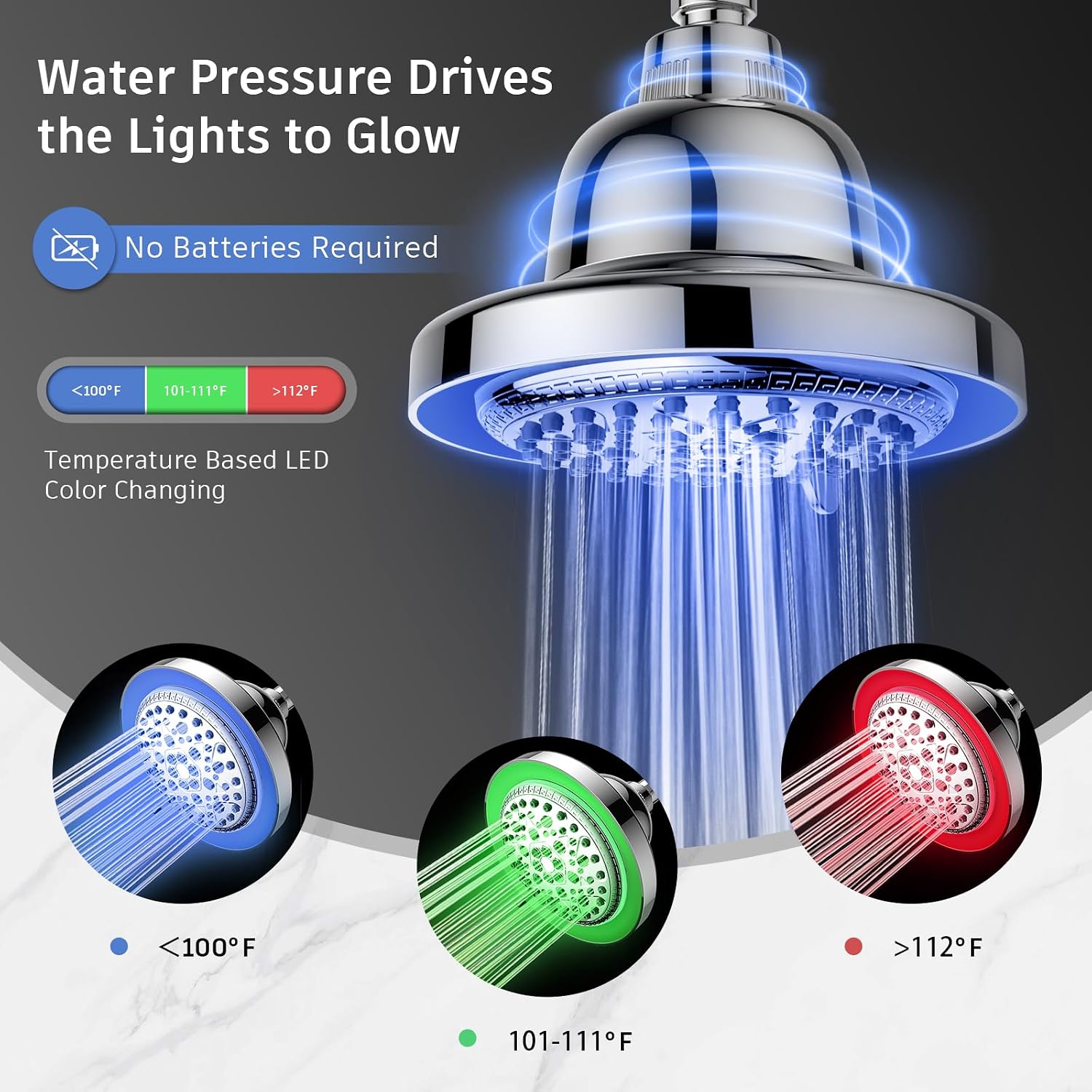 FEELSO LED Filtered Shower Head,High Pressure Rain Shower Head with Filters | Light Color Changing, 7 Modes, Water Softener Shower Head for Hard Water, Remove Chlorine,Reduces Dry Itchy Skin & Hair - Image 3
