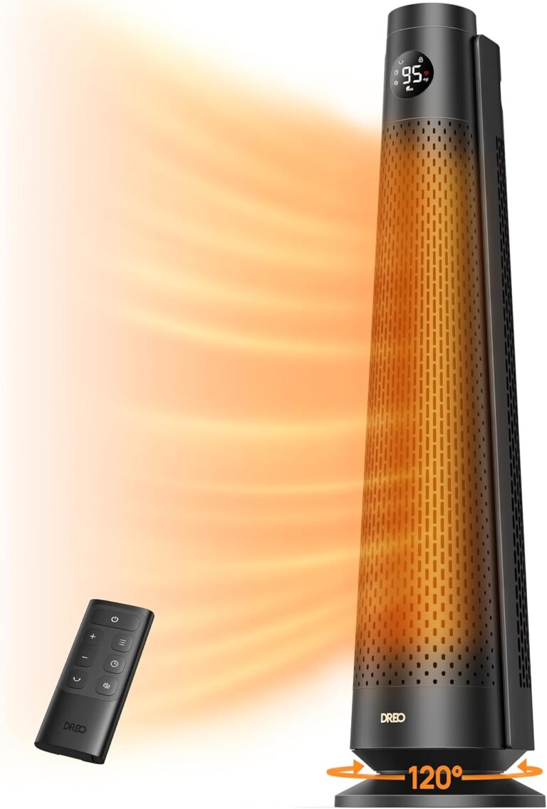 DREO Space Heater Large Room, 120° Oscillation, 30" Heaters with Remote | Adjustable Thermostat, 5 Heat & 3 Fan levels, 8 Safety Protection, ECO Mode, 1-12H Timer, 25dB Quiet Heater for Office, Black