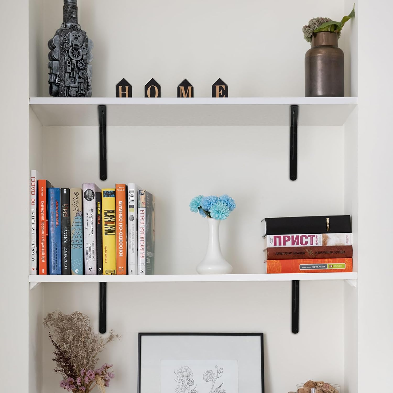 12 Pack L5 x H 3" Black Heavy Duty Shelf Brackets with Screws Metal Shelf Brackets Shelf Support Angle Brackets for Shelves L Brackets Heavy Duty Floating Shelf - Image 6
