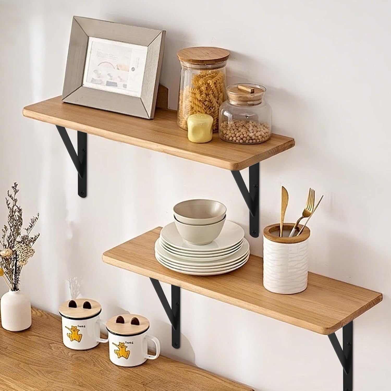 12 Pack L5 x H 3" Black Heavy Duty Shelf Brackets with Screws Metal Shelf Brackets Shelf Support Angle Brackets for Shelves L Brackets Heavy Duty Floating Shelf - Image 5
