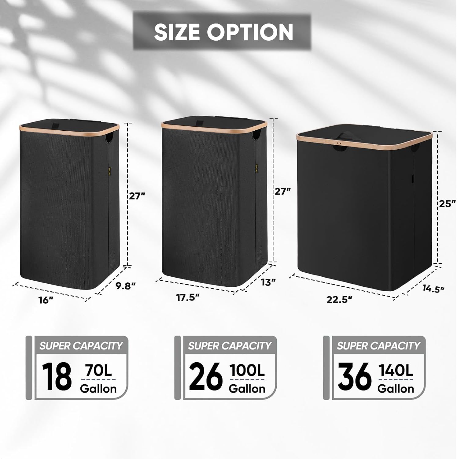 BALEINE 100L Laundry Hamper with Lid, Large Laundry Basket Bin | Large Capacity, Easy-Access Lid, Shape-Retaining Structure, Pull Handles, Ideal for Bedroom, Dorm, Laundry Room - Image 3