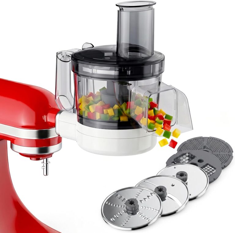 HOZODO Food Processor Attachment for KitchenAid Stand Mixer, 5-in-1 | Vegetable Food Chopper with Dicing, Shredding, Sauce Grinding, Julienne & Slicing Discs, Storage Case Included
