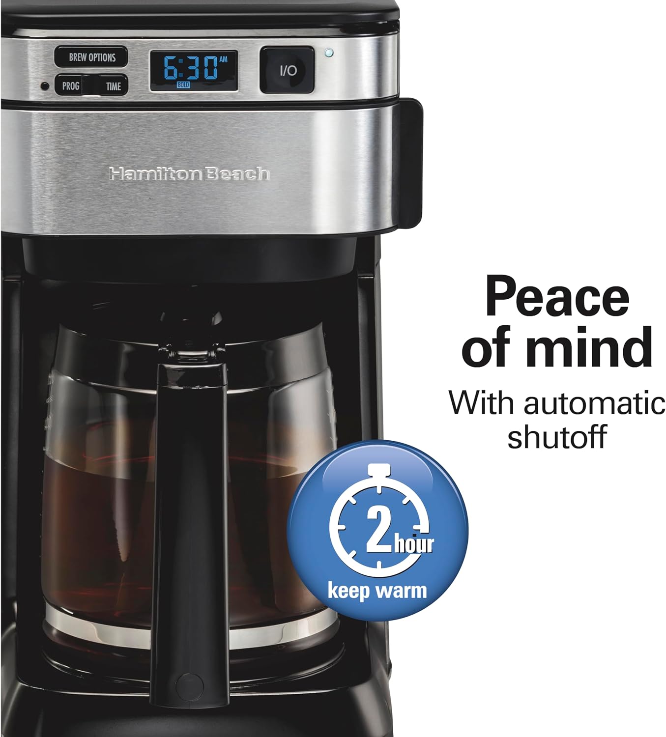 Hamilton Beach FrontFill 12 Cup Programmable Drip Coffee Maker | Regular & Bold Brew Options | Auto Pause and Pour | Glass Carafe | Black with Stainless Accents | 46310 - Image 5
