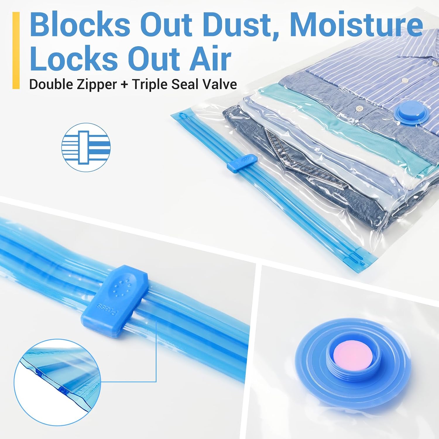 80% Space Saver Vacuum Storage Bags with Hand Pump, 20 Combo | Plastic Packaging Bags, Vacuum Seal Bags for Clothing, Travel Lugggage, Blankets, Comforters - Image 3