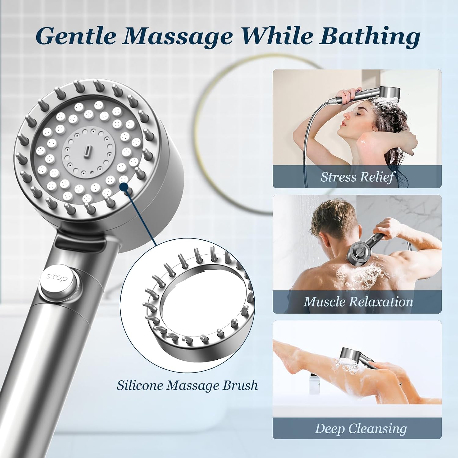 FEELSO Filtered Shower Head with Handheld, High Pressure Shower Filter Head | ON/OFF Switch, Anti-clog Nozzles, 4 Spray Showerhead with Filters for Hard Water, Remove Chlorine, Reduce Dry Itchy Skin - Image 9