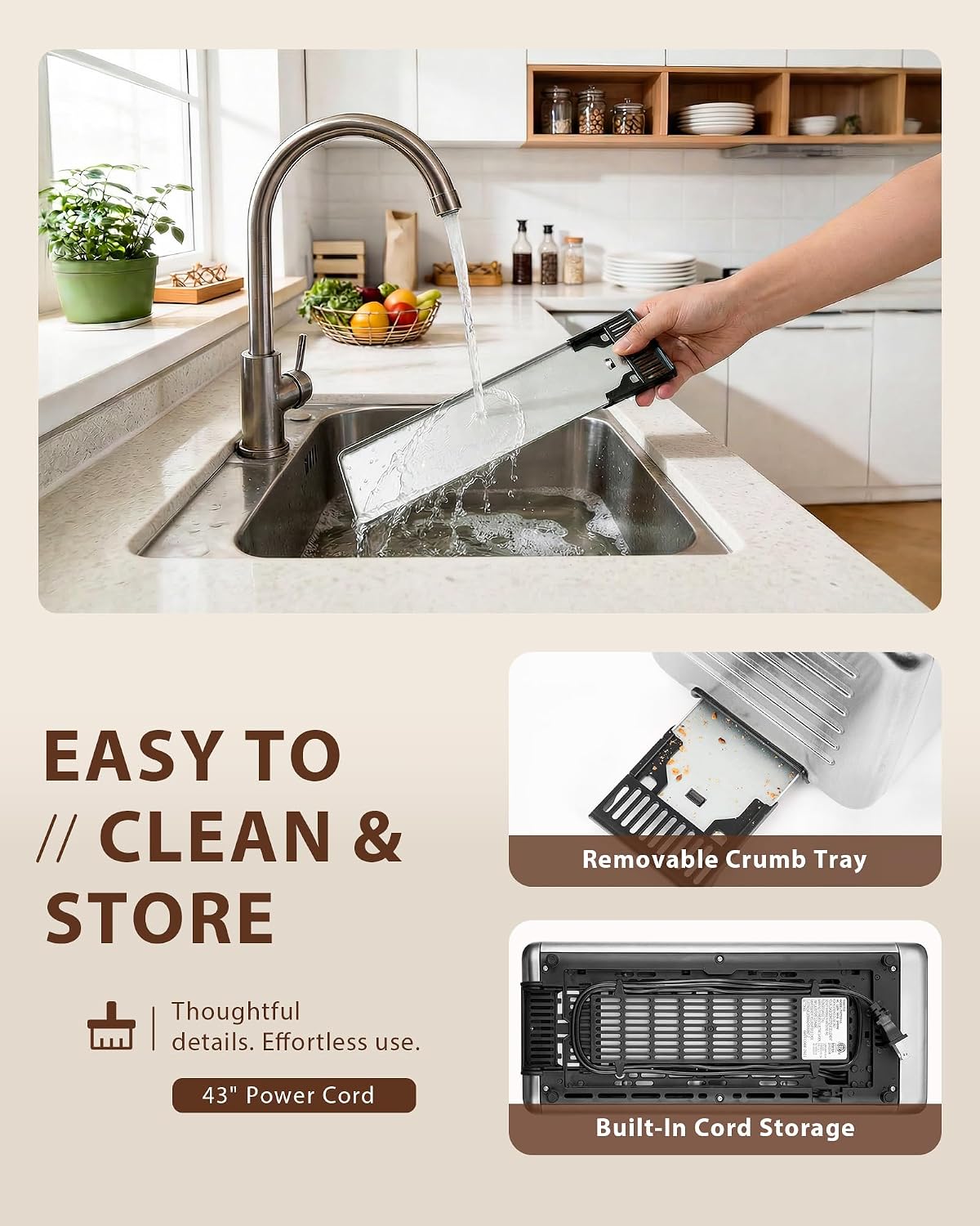 Long Slot Toaster for Sourdough & Artisan Bread with Smart Touchscreen | Digital Timer, Memory Function, One-Sided Toasting, Reheat & Defrost, Slim Stainless Steel for Long Bread & 4 Standard Slices - Image 8