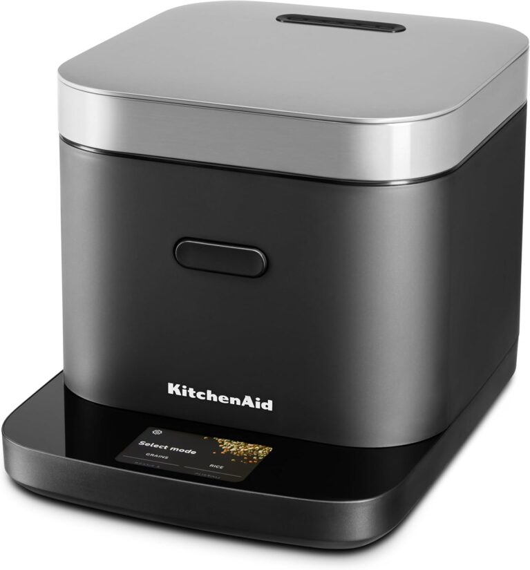 KitchenAid Compact 8 Cup Grain and Rice Cooker, Integrated Scale, KGC2154BM | Precise Pour Technology, Integrated Scale, 16 Presets, Steam cooking basket, Easy to Clean, Black Matte