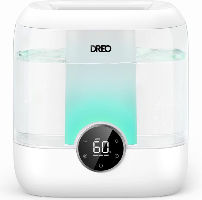 DREO 6L Humidifiers for Bedroom, 60H Runtime, 28 dB Quiet, HM524 | Precise Humidity Control, Easy to Refill & Clean, Nightlight, Cool Mist Humidifiers for Large Room, Baby Nurseries & Plants