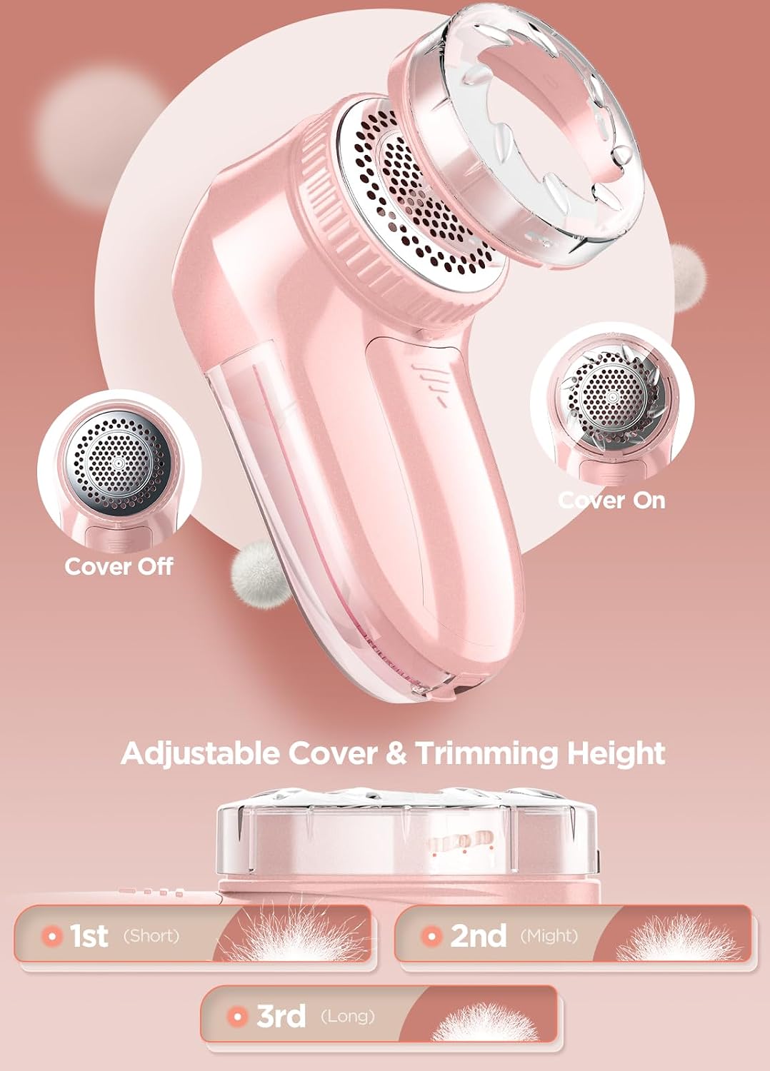 Bymore Fabric Shaver, Lint Shaver, Sweater Shaver for Clothes, Pink | Compact one-button design refreshes clothes quickly and fits easily in a bag for home, office or travel - Image 4