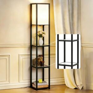 Floor Lamp with Shelves, Modern Squ...