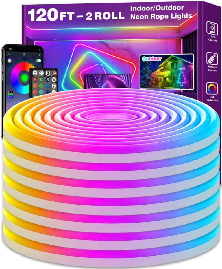 AILBTON 120Ft Neon Rope Lights,Flexible Led Rope Lights Control with App/Remote,Multiple Modes RopeLights,IP65 Outdoor RGB Led Neon Lights NonWater Resistant,Music Sync Gaming Led NeonLight Strip
