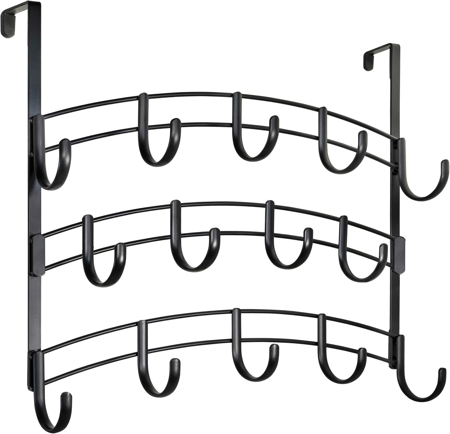 LYNK Professional® Home™ Over the Door Hooks - 14 Hook – Over the Door Coat Rack - Over the Door Hanger - Hanging Towels or Clothes - Bathroom, Bedroom, Laundry Room - Lifetime Ltd. Warranty, Black - Image 2