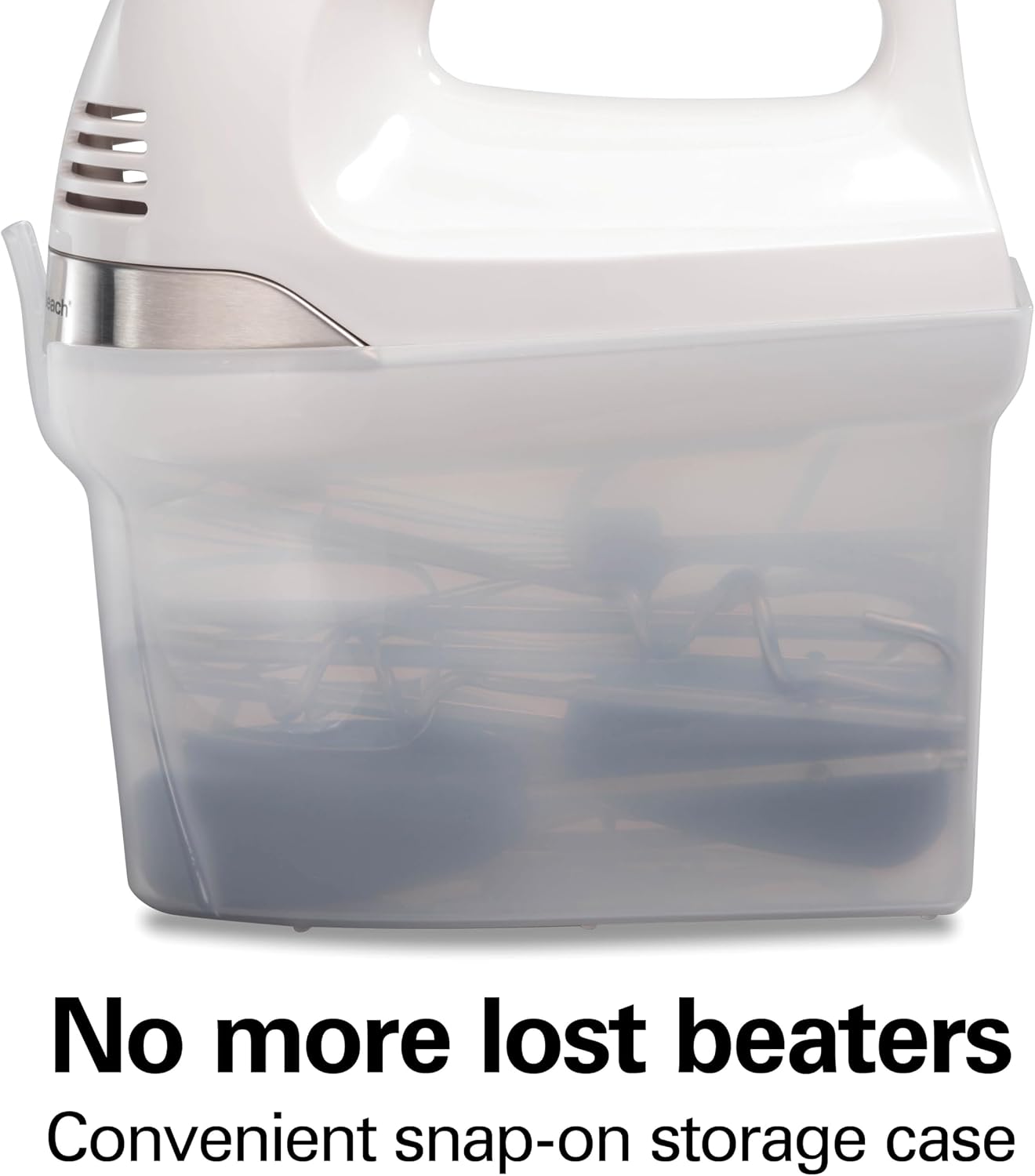 Hamilton Beach 6-Speed Electric Hand Mixer With Easy Clean Beaters | Traditional Beaters | Dough Hooks | Whisk | Snap-On Storage Case | 275 Watt Motor | White | 62636J - Image 3