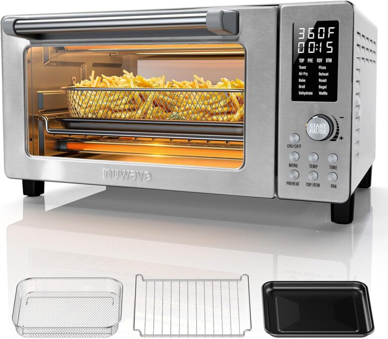 Nuwave Bravo Pro Convection Air Fryer Toaster Oven Combo | 2026 New Improved,10-in-1, 50°-450°F Control, Quick Even Crisp Tech, 21Qt, PFAS Free, Stainless Steel