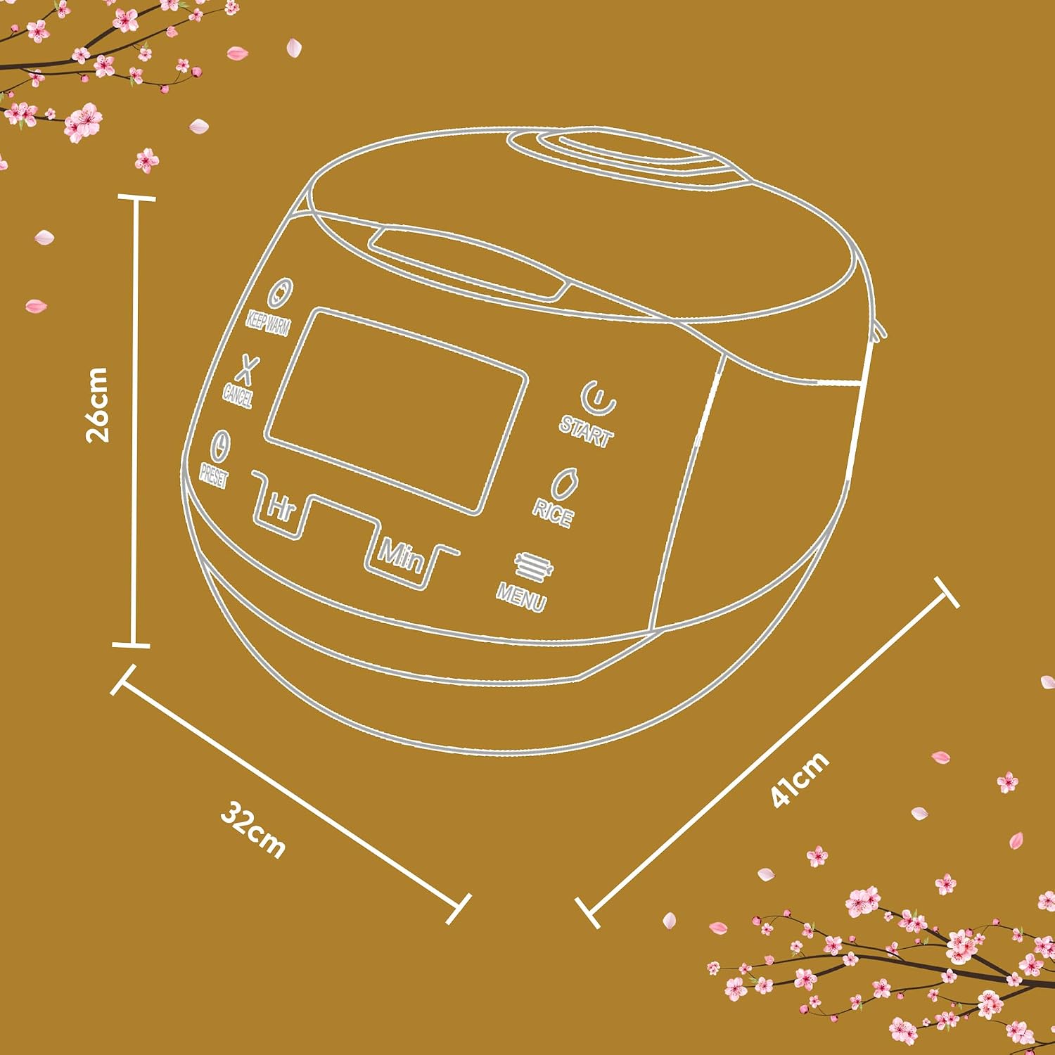 Yum Asia Sakura Rice Cooker with Ceramic Bowl and Advanced Fuzzy Logic (8 Cup, 1.5 Litre) 6 Rice Cook Functions, 6 Multicook Functions, Motouch LED Display, 120V Power (Black and Silver) - Image 6