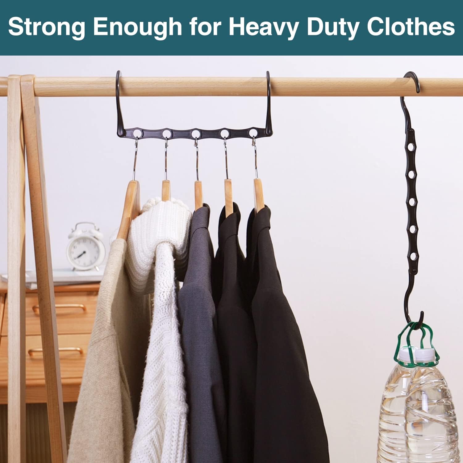 AMKUFO 6 Pack-Closet-Organizers-and-Storage, Space-Saving-Hangers Black | Magic-Hangers, Closer-Organizer-for-Closet-Organization, Space-Saver-Hanger-Organizer-for-Multipurpose, Dorm-Room-Essentials - Image 7