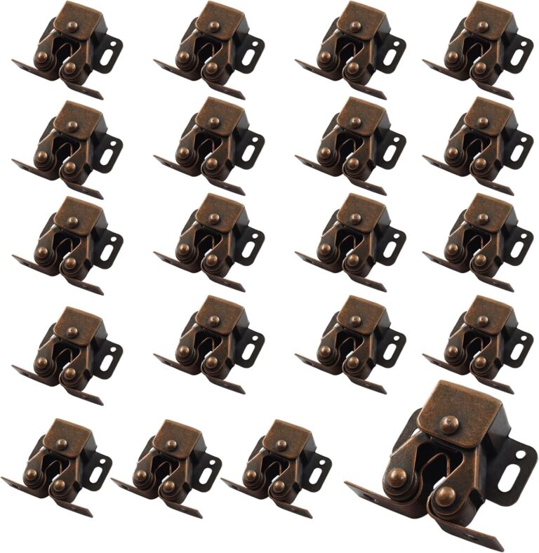 Waziaqoc 20 Pack Stainless Steel Cabinet Door Latch, Antique Copper | Cabinet Latch Set, Double Roller Catch, For Closet and Kitchen Cupboard Doors