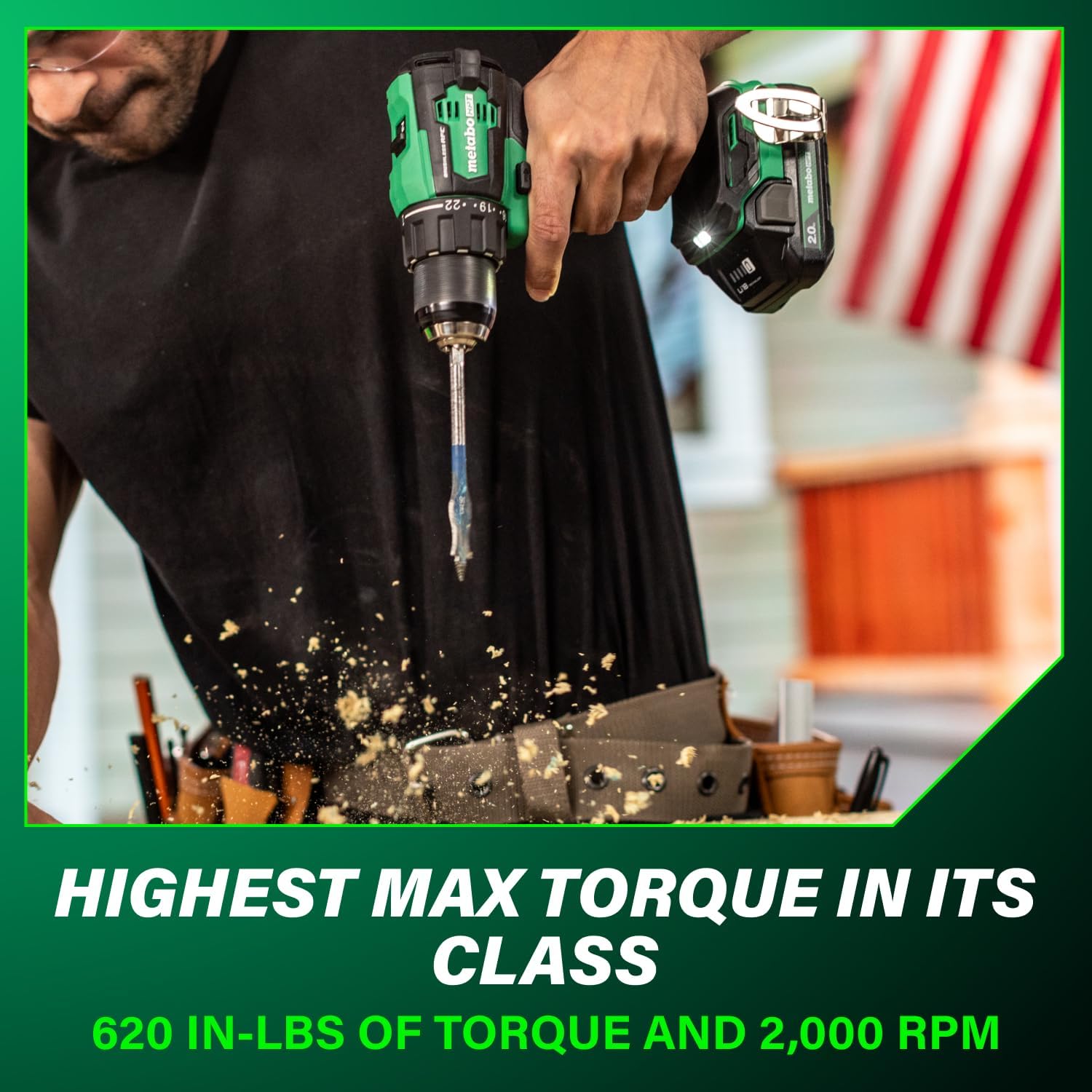 Metabo HPT 18V MultiVolt 1/2" Cordless Brushless Driver Drill Kit, High Power Drill Set with Bag, 2 Lithium-Ion Metabo Batteries and Charger, Compact Lightweight Power Driver, DS18DEX - Image 7