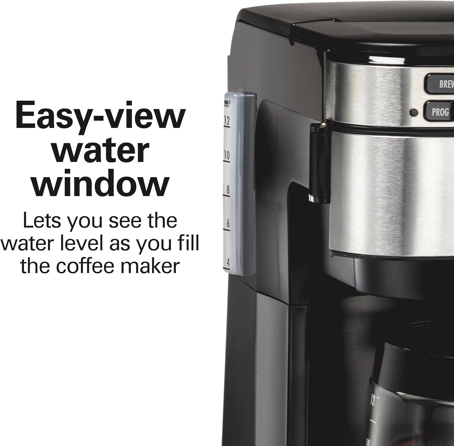 Hamilton Beach FrontFill 12 Cup Programmable Drip Coffee Maker | Regular & Bold Brew Options | Auto Pause and Pour | Glass Carafe | Black with Stainless Accents | 46310 - Image 7