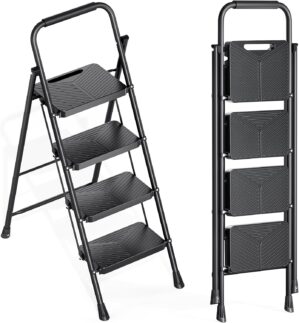 KINGRACK 4 Step Ladder, Portable Fo...