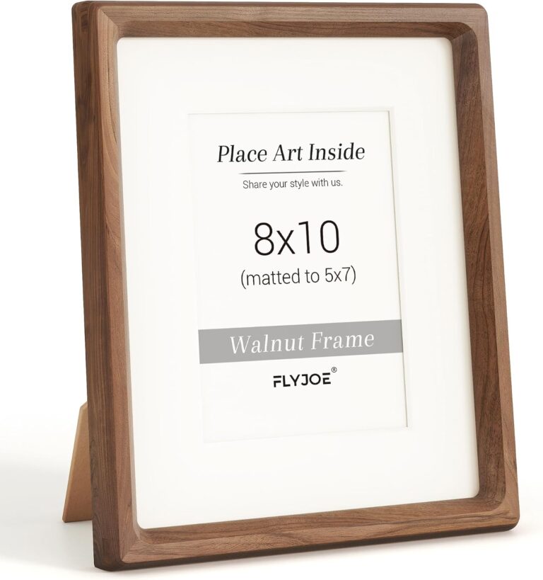 Picture Frame, USA-Sourced Hardwood Photo Frame, Walnut, 8x10 | Mortise&Tenon Joint, HD Tempered Glass, Acid-Free Bevel Cutting Matted to 5x7 Photos, Versatile Display Options