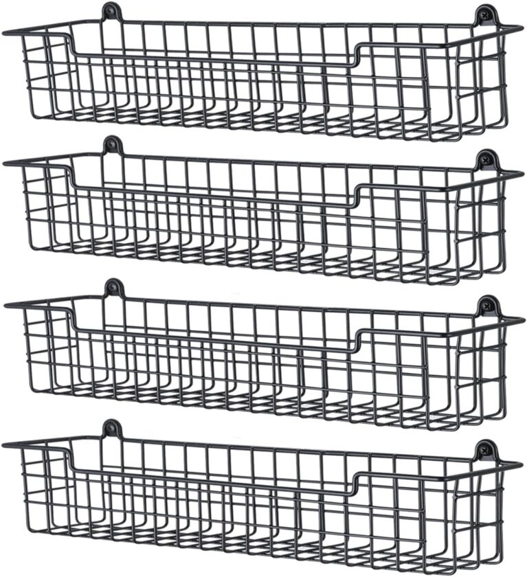 Spice Rack Organizer Wall Mount, Spice Organization Storage Shelf for Cabinet Door, 4 Packs Wall Spice Rack Saving Space for Kitchen, Black