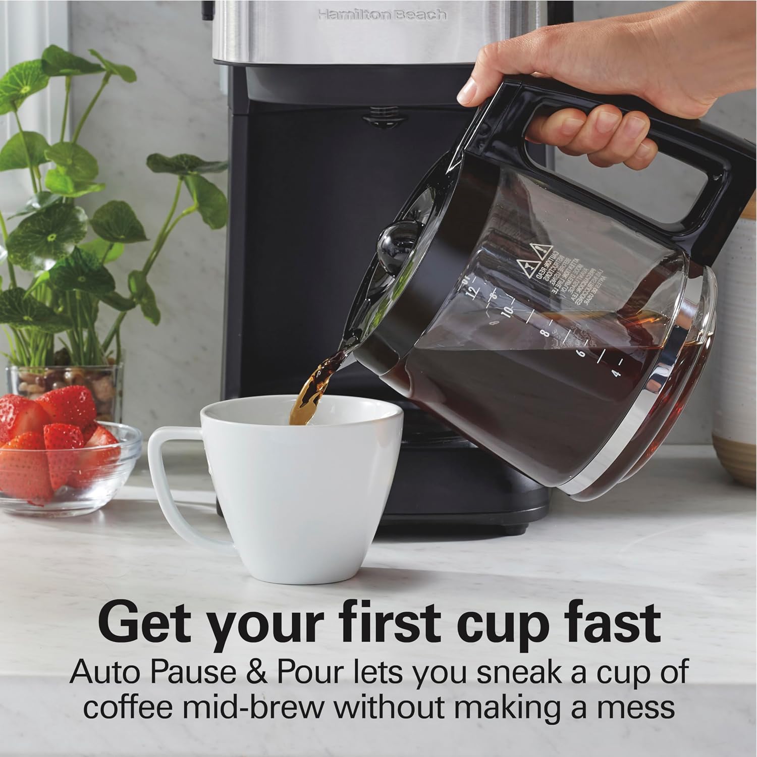 Hamilton Beach FrontFill 12 Cup Programmable Drip Coffee Maker | Regular & Bold Brew Options | Auto Pause and Pour | Glass Carafe | Black with Stainless Accents | 46310 - Image 4