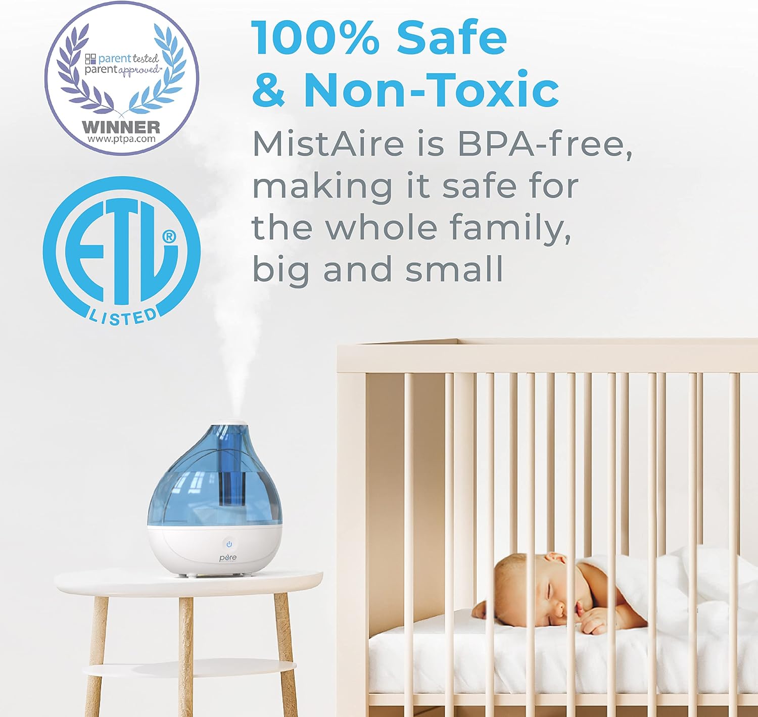Pure Enrichment MistAire Ultrasonic Cool Mist Humidifier - Quiet Air Humidifier for Bedroom, Nursery, Office, & Indoor Plants - Lasts Up To 25 Hours - Image 4