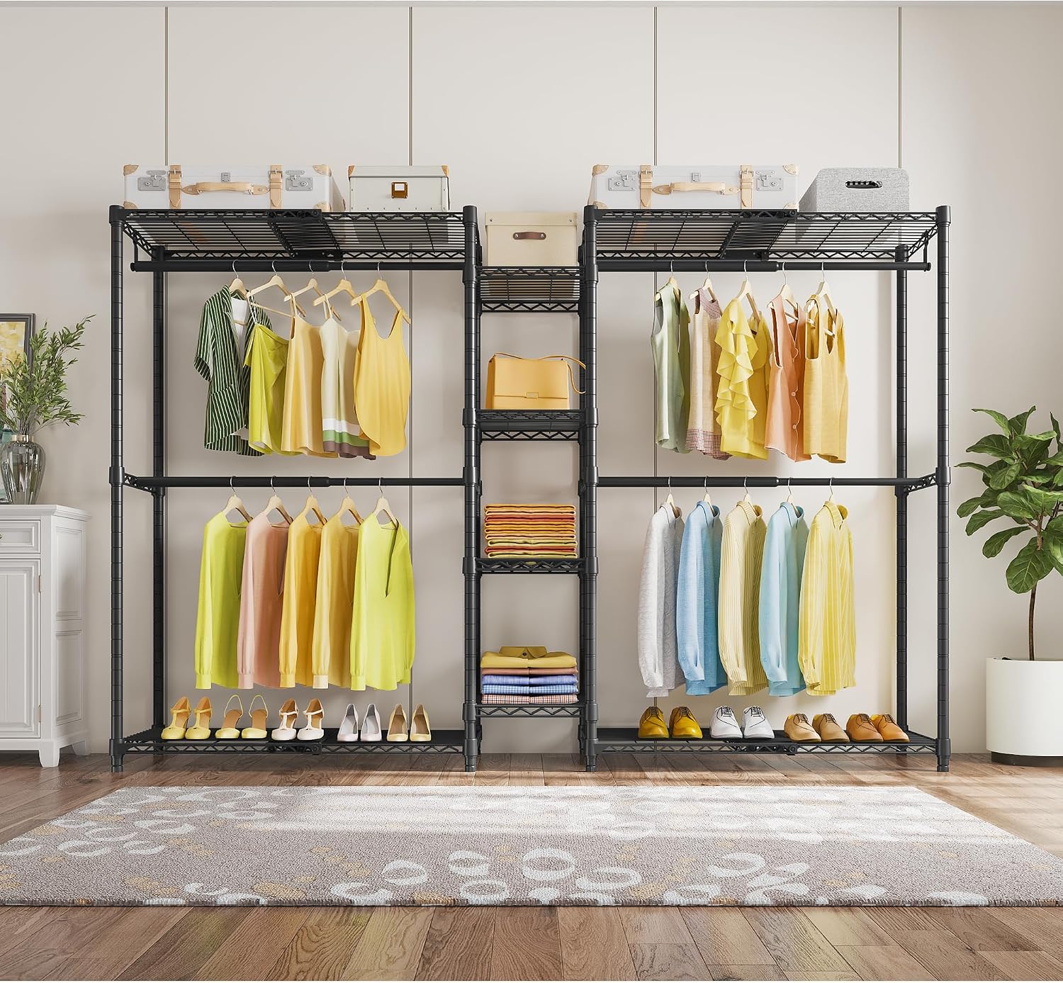 VIPEK X3 Expandable Heavy Duty Clothes Rack Closet Organizer System Black | Large Freestanding Clothing Rack with Adjustable Shelves and Hanger Rods from 5'2" to 8', Reach-in & Walk-in Closet 1210LBS - Image 9