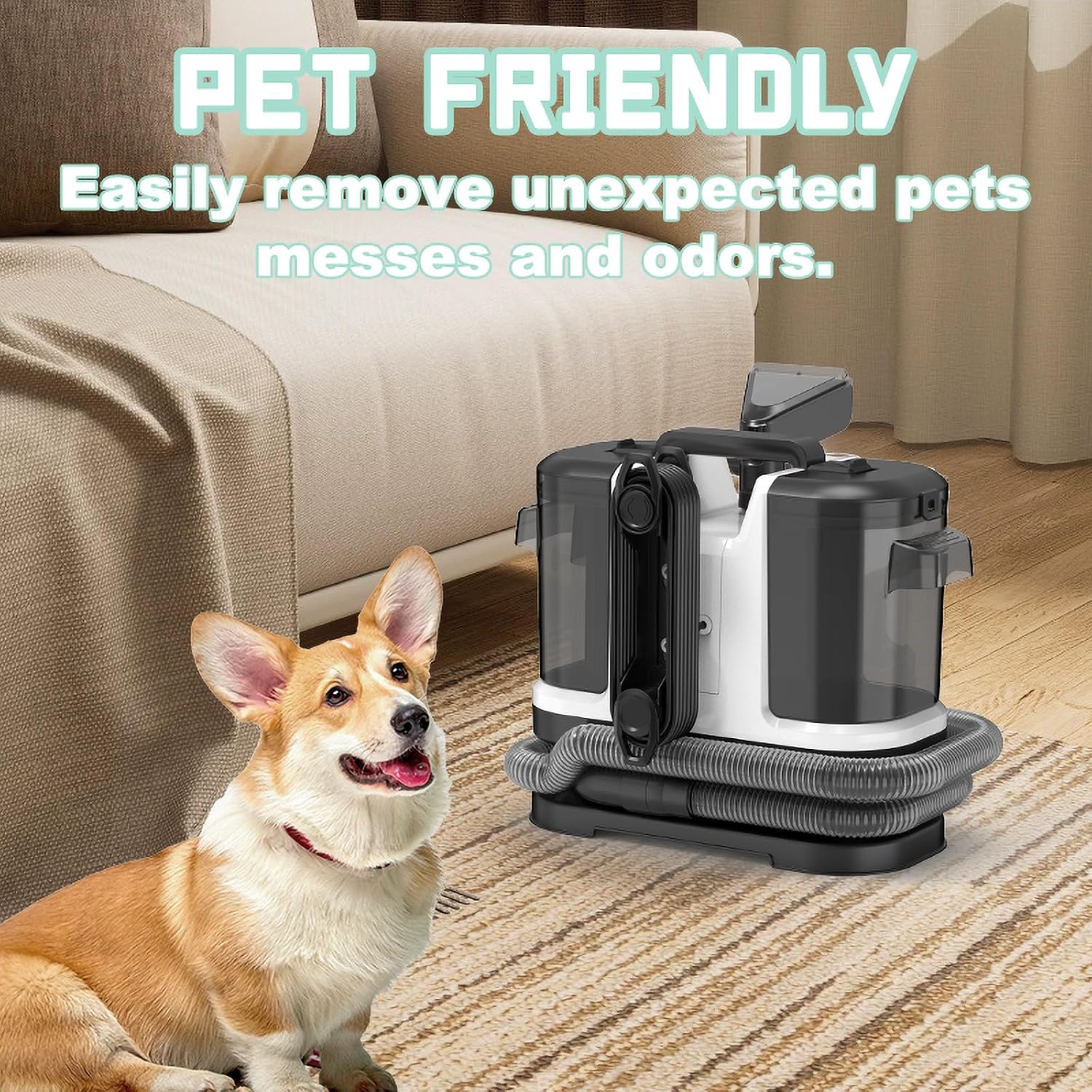 Portable Carpet & Upholstery Cleaner, Deep Cleaning for Rugs, Couch, Car Interiors Stains, Pet & Family Friendly, 120V - Image 7