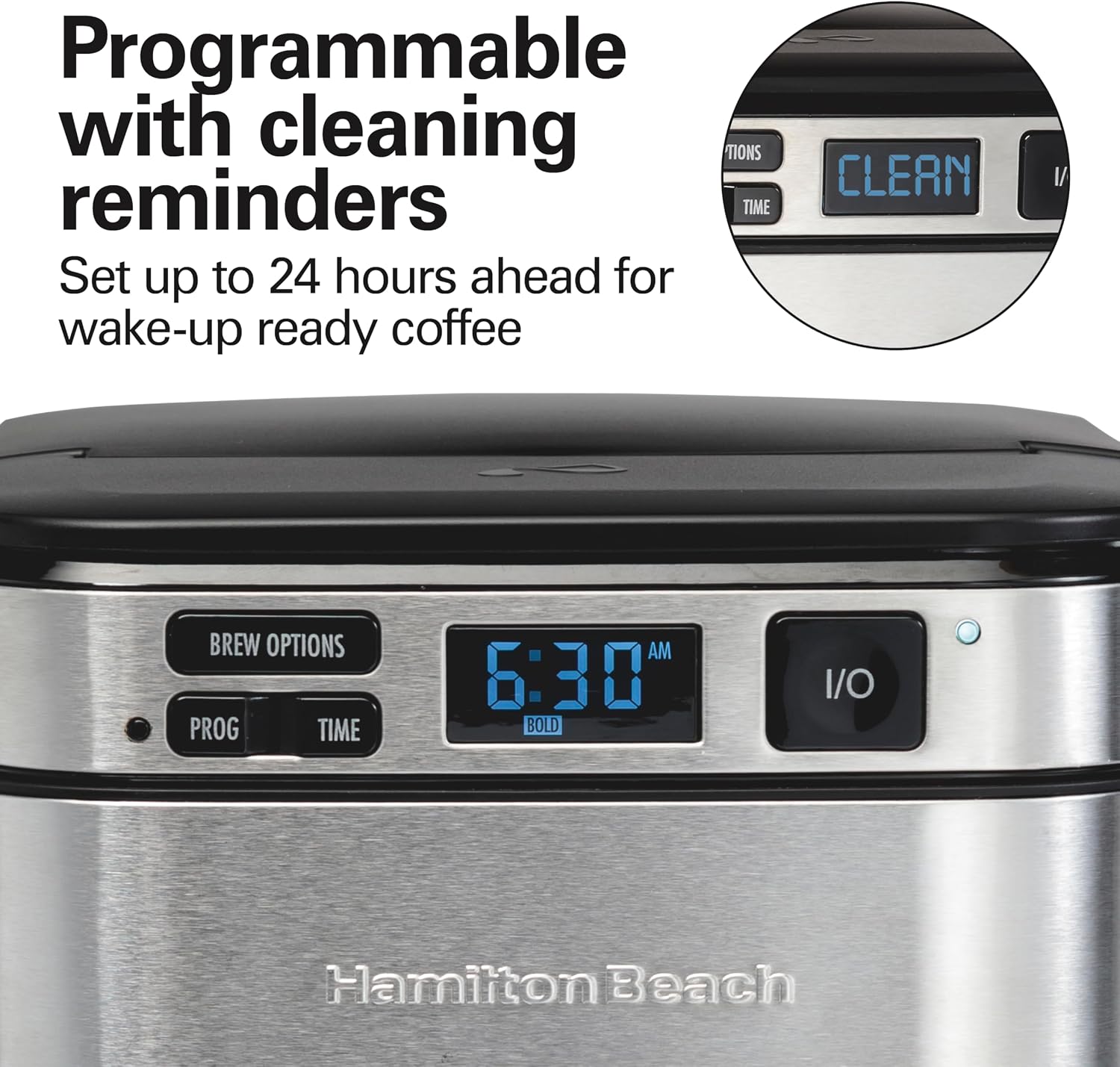 Hamilton Beach FrontFill 12 Cup Programmable Drip Coffee Maker | Regular & Bold Brew Options | Auto Pause and Pour | Glass Carafe | Black with Stainless Accents | 46310 - Image 3