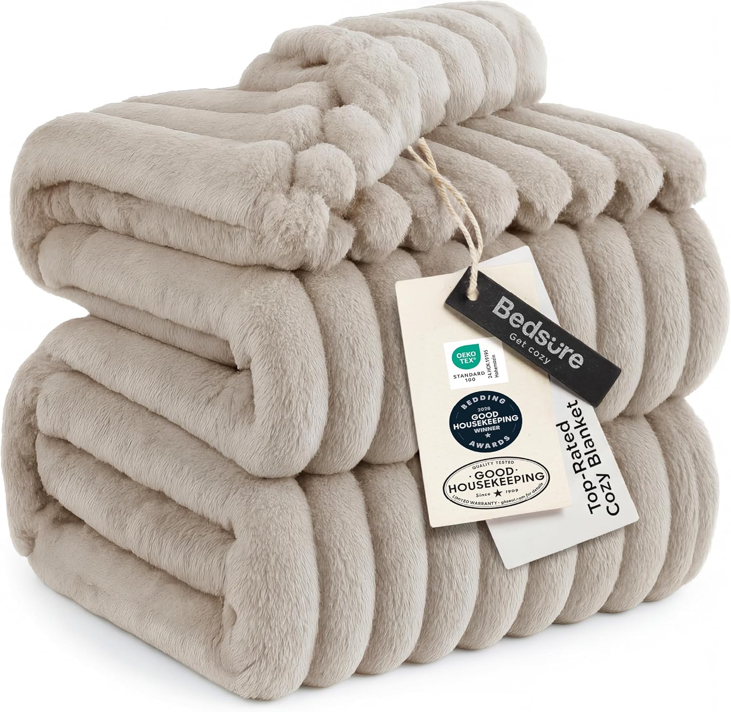 Bedsure Soft King Size Blankets for Bed Beige 108"x90" | Birthday Gifts for Women Mom Her, Warm Lightweight Cozy Fluffy Throw Blanket Sofa, Dorm Room Home Decor, Machine Washable