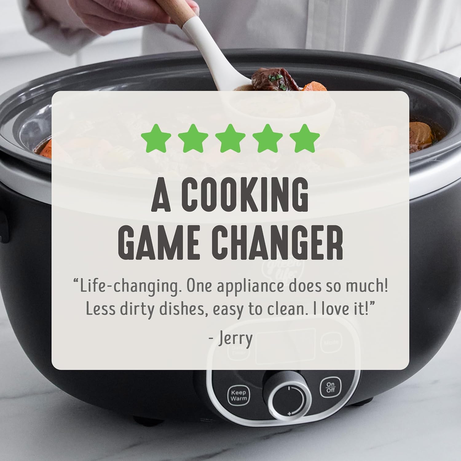 GreenLife 6QT Ceramic Nonstick Slow Cooker, Cooktop/Oven Safe, Black | PFAS-Free Nonstick Removeable Inner Pot, Dishwasher Safe Components, Programmable, Keep Warm, Delay Timer, Family Sized - Image 11