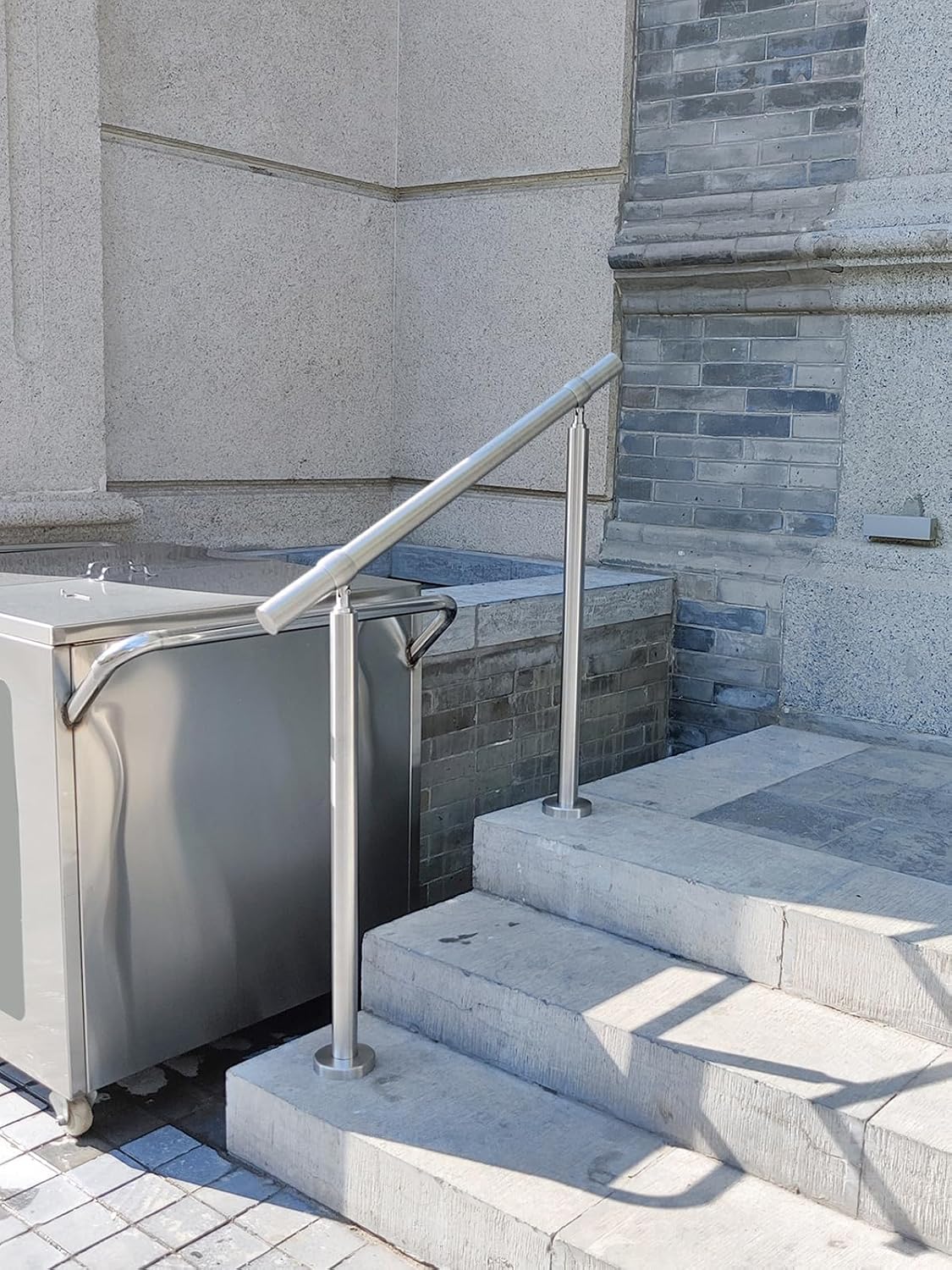 Outdoor 3 Step Handrail, DIY 304 Stainless Steel Transitional Hand Rails with Installation Kit, Silver Porch Stair Railing for Concrete Brick or Wooden Steps, 39 x 36 Inch - Image 4