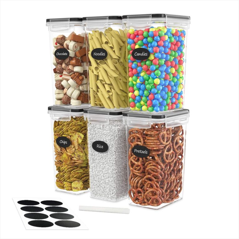 DWËLLZA KITCHEN Airtight Food Storage Containers Set of 6 Pieces 2L - Plastic BPA Free Kitchen Pantry Storage Containers - Dishwasher Safe - Include 8 Labels and Marker