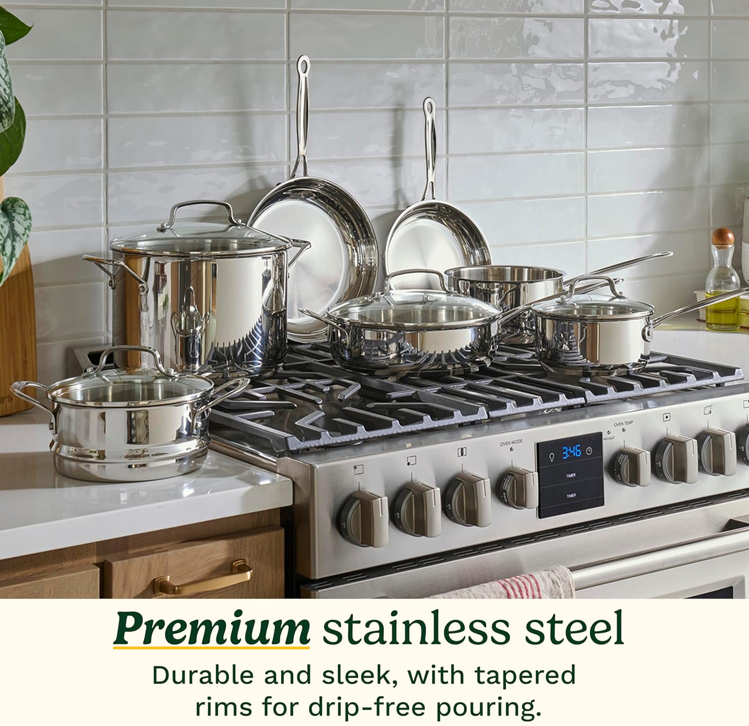 Cuisinart Chef’s Classic 11-Piece Stainless Steel Pots and Pans Set, Cookware Set Compatible with Induction, Electric, Gas Cooktops, Aluminum Core for Even Heat, Cool Grip Handles, Dishwasher Safe | Cuisinart stainless steel cookware set, dishwasher safe, oven safe to 500°F & gas/electric/induction compatible, 77-11G - Image 3