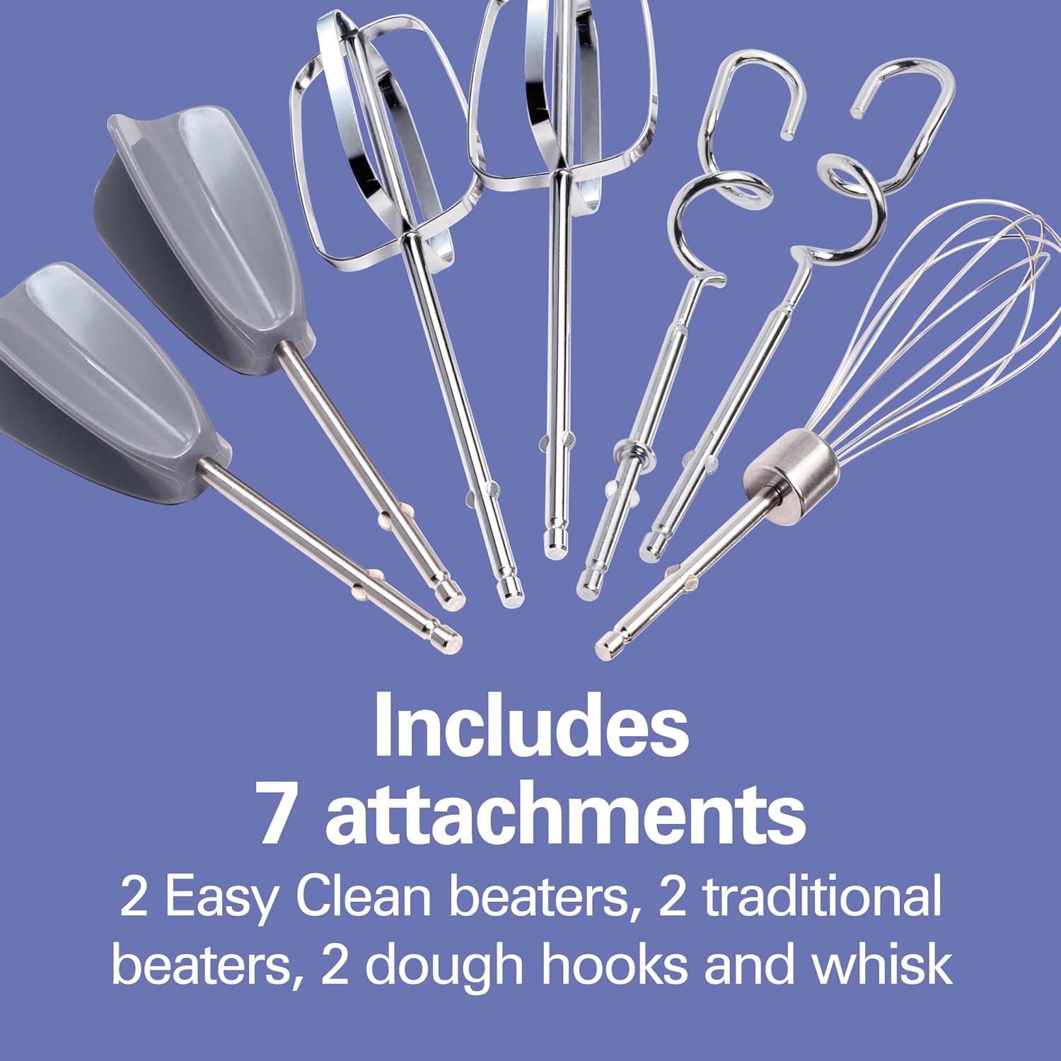 Hamilton Beach 6-Speed Electric Hand Mixer With Easy Clean Beaters | Traditional Beaters | Dough Hooks | Whisk | Snap-On Storage Case | 275 Watt Motor | White | 62636J - Image 4