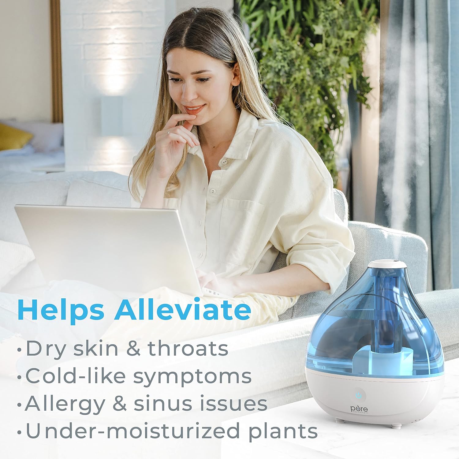 Pure Enrichment MistAire Ultrasonic Cool Mist Humidifier - Quiet Air Humidifier for Bedroom, Nursery, Office, & Indoor Plants - Lasts Up To 25 Hours - Image 3
